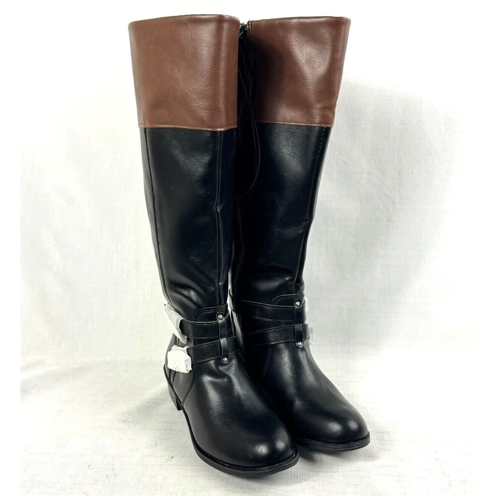 Arizona Denver Black Brown Women's Size 7.5 Faux Leather Memory Foam Tall Boots